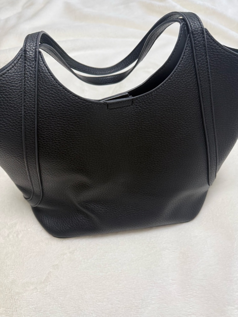 Pebbled Shoulder Tote Bag Black Size OS GUC NO BRAND - Picture 6 of 14